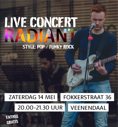 concert Radiant 14 mei 2022 Evangeliegemeente De Deur Veenendaal banner agenda, nieuw